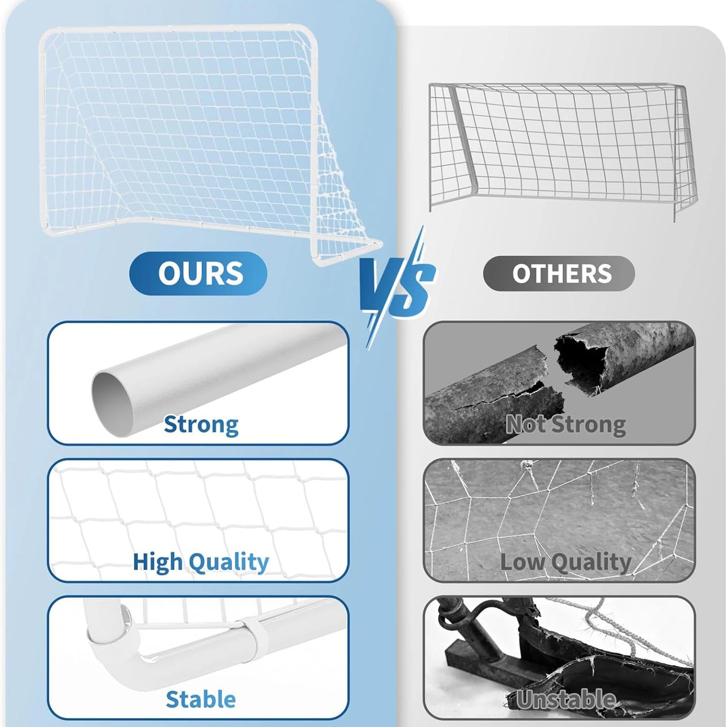 6X4 FT Portable Soccer Goal for Backyard – Heavy Duty Steel Frame Soccer Net with Ground Stakes,All-Weather Training & Kids Play