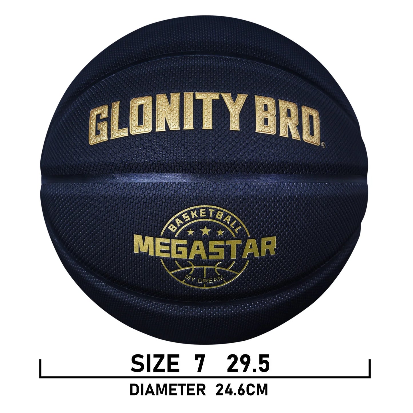 Size 7-29.5” Training Basketball In&Outdoor Black-Gold Composite Leather Team Ball Official Size 6&5 Street Basketball(Deflated)