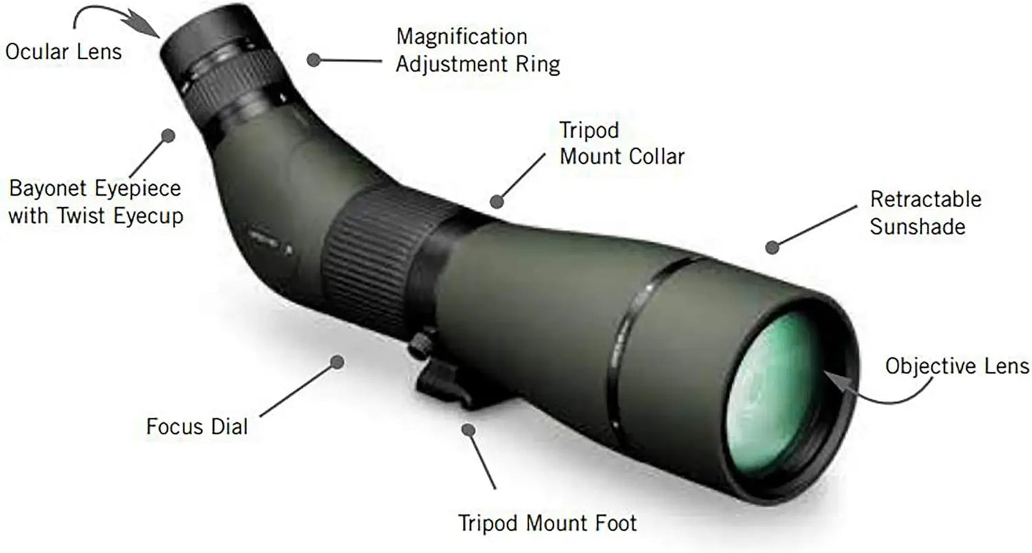 Vortex Viper HD Spotting Scope with Helical Focus Adjustable Eyecup Built-in Sunshade Waterproof Fogproof Unlimited Warranty