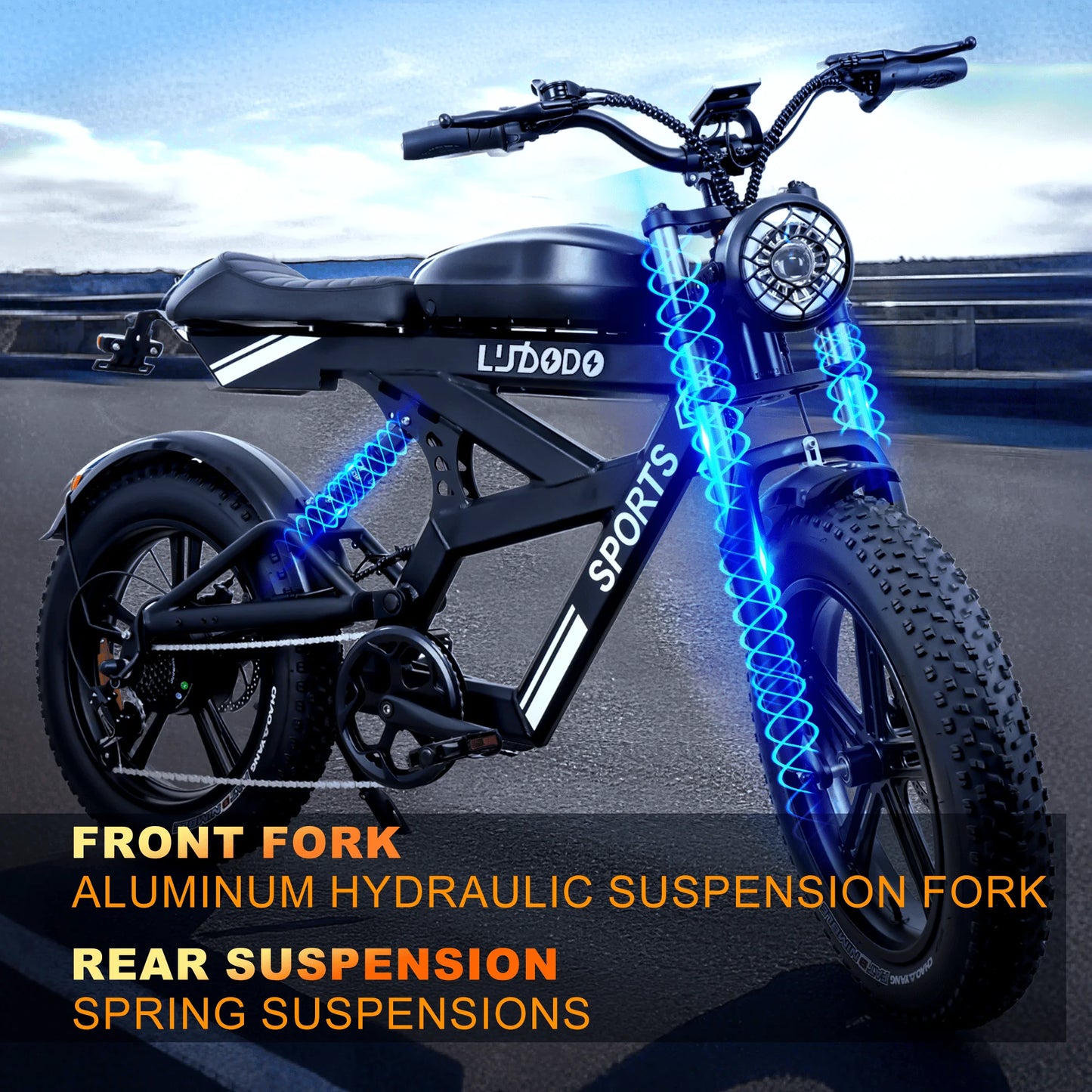 Electric Bicycle 1000W Peak Motor 35MPH Snow Electric Dirt Bike 75Miles Full Suspension 20''*4.0 Fat Tire Mountain E-bike