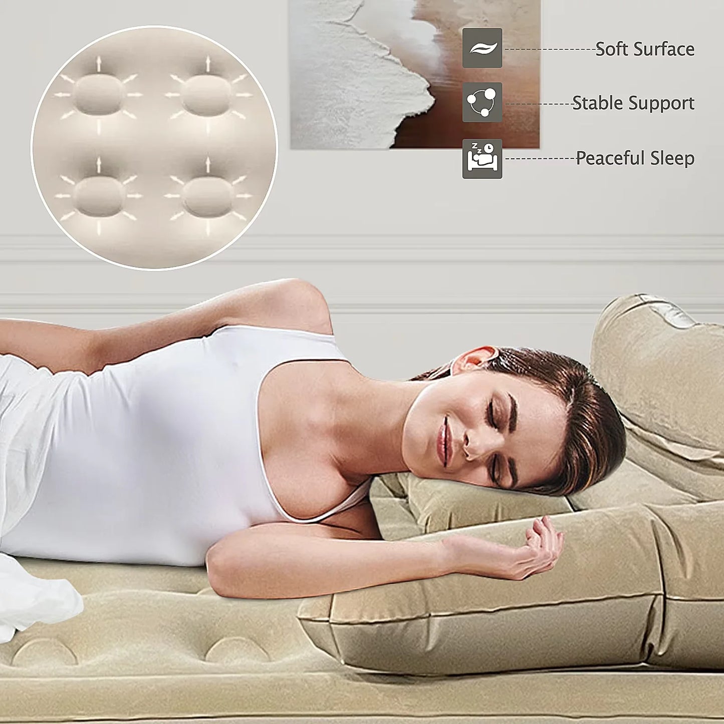 192x182x40cm Inflatable Mattress For Home Outdoor Sleeping Bed 1-2 Person Camping Air Cushion Car Folding Lazy Portable Sofa Mat