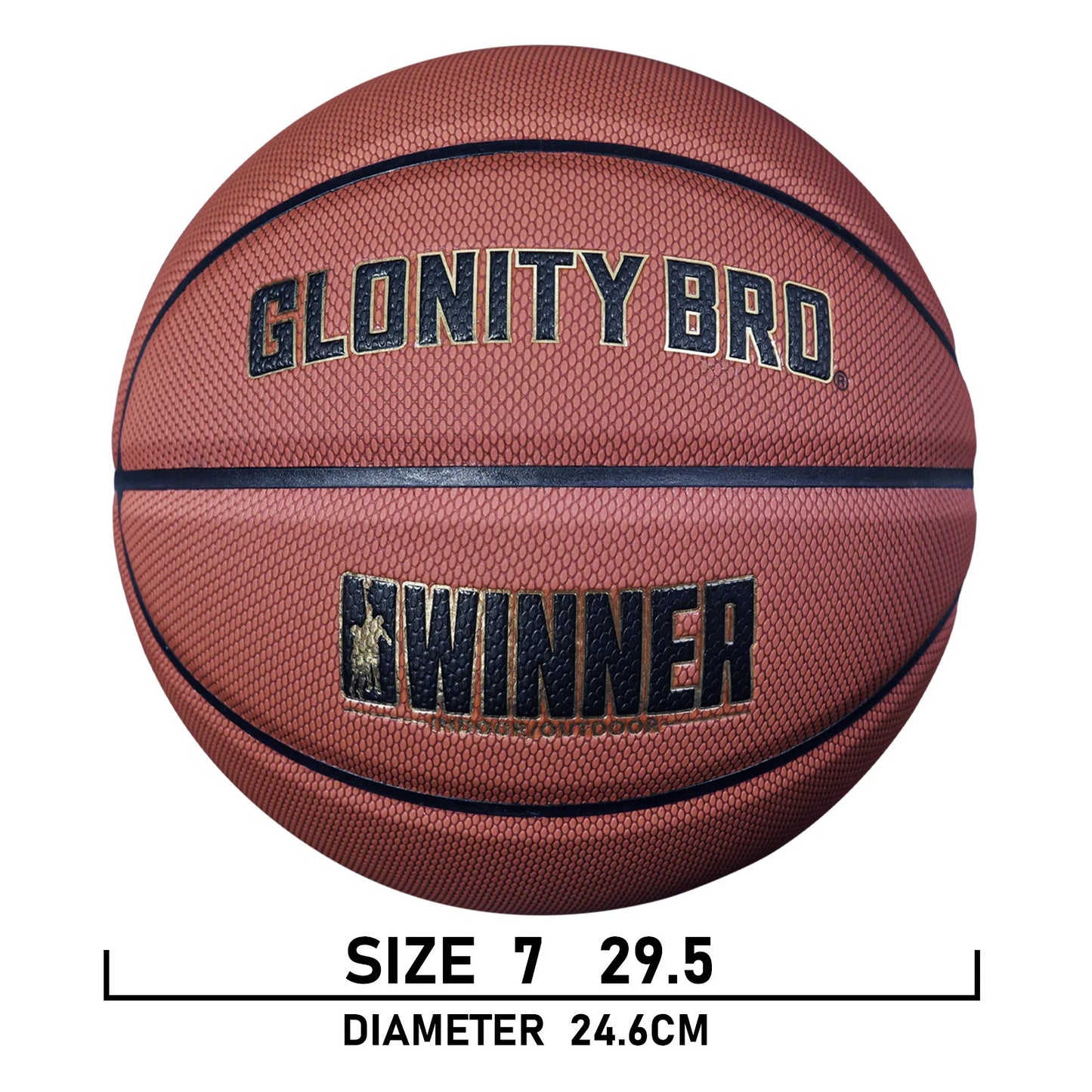 Size 7-29.5” Training Basketball In&Outdoor Black-Gold Composite Leather Team Ball Official Size 6&5 Street Basketball(Deflated)