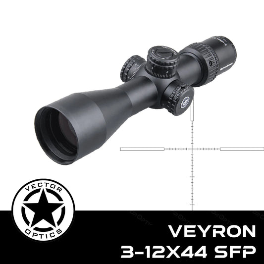 Vector Optics Veyron 3-12x44 SFP Riflescope | Ultra Compact Design |  long Range Adjustment | Zero Stop Function | For Airgun