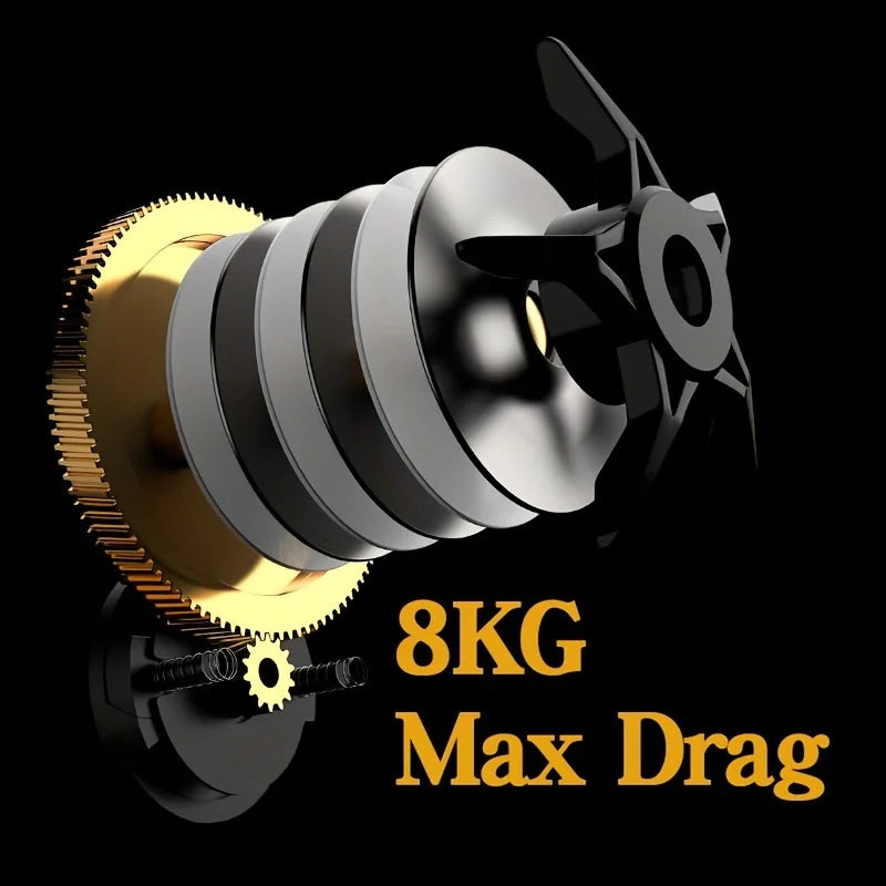 Integrated Ak Water Drop Wheel, Durable Stainless Steel Left and Right Hand, Interchangeable Enhanced Type 7:2:1 Speed up to Resistance 8kg - Perfect for Salty, Water and Freshwater Fishing