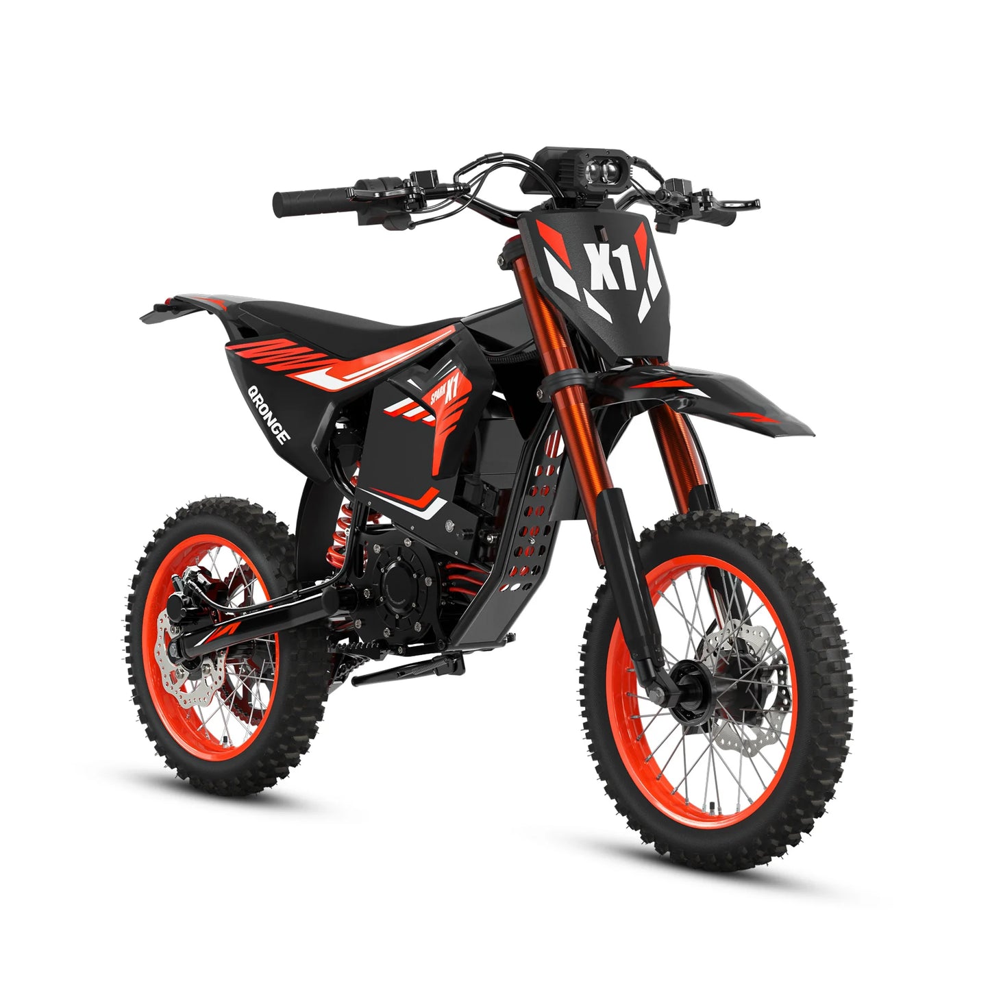 QRONGE X1 Spark Electric Dirt Bike 4500W Peak 60V 28.8Ah 50MPH Electric Motorcycle 14/12" Fat Tire Mountain Off-Road E-Bike