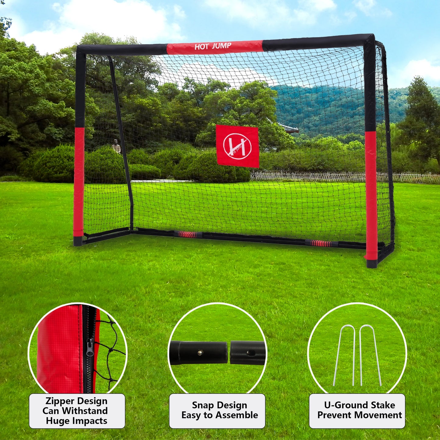 Portable Soccer Goal Net for Backyard, Training & Practice, Football Goal with Durable Steel Frame, All Ages