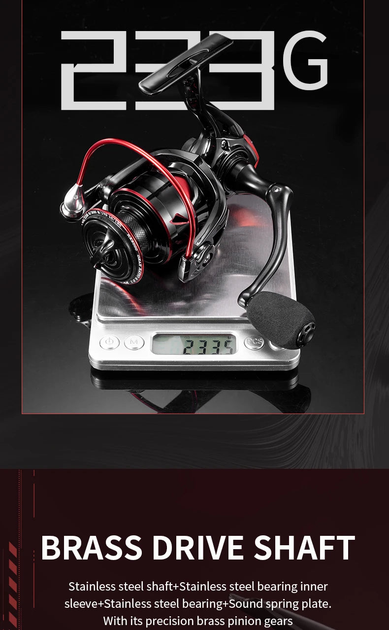 CR Sea Fishing Wheel Fishing Reel Spinning Reel 5.2:1 Black Red 10kg