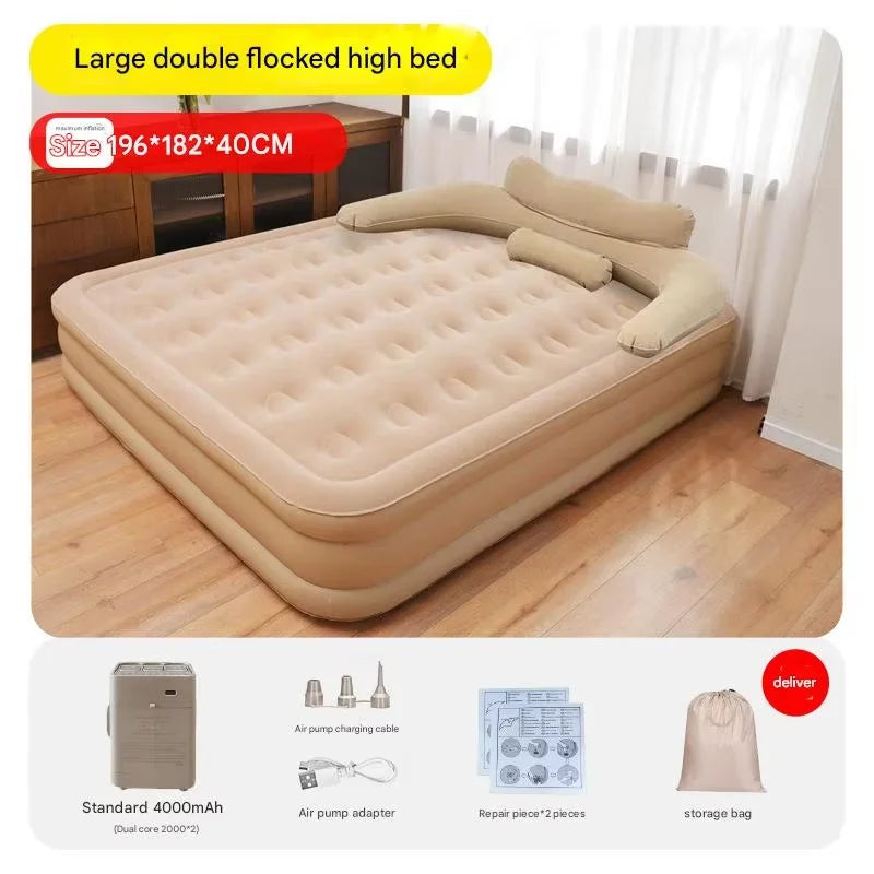 192x182x40cm Inflatable Mattress For Home Outdoor Sleeping Bed 1-2 Person Camping Air Cushion Car Folding Lazy Portable Sofa Mat