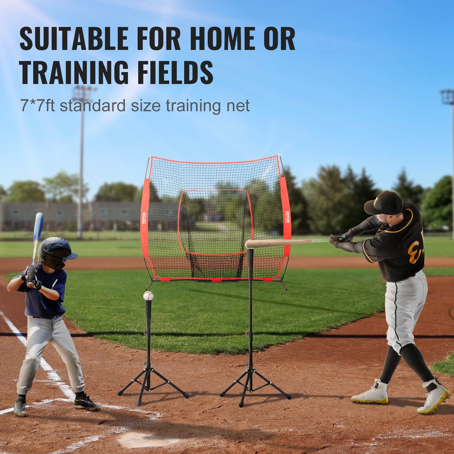 SucceBuy 7x7 ft Baseball Softball Practice Net, Portable Baseball Training Net for Hitting Batting Catching Pitching