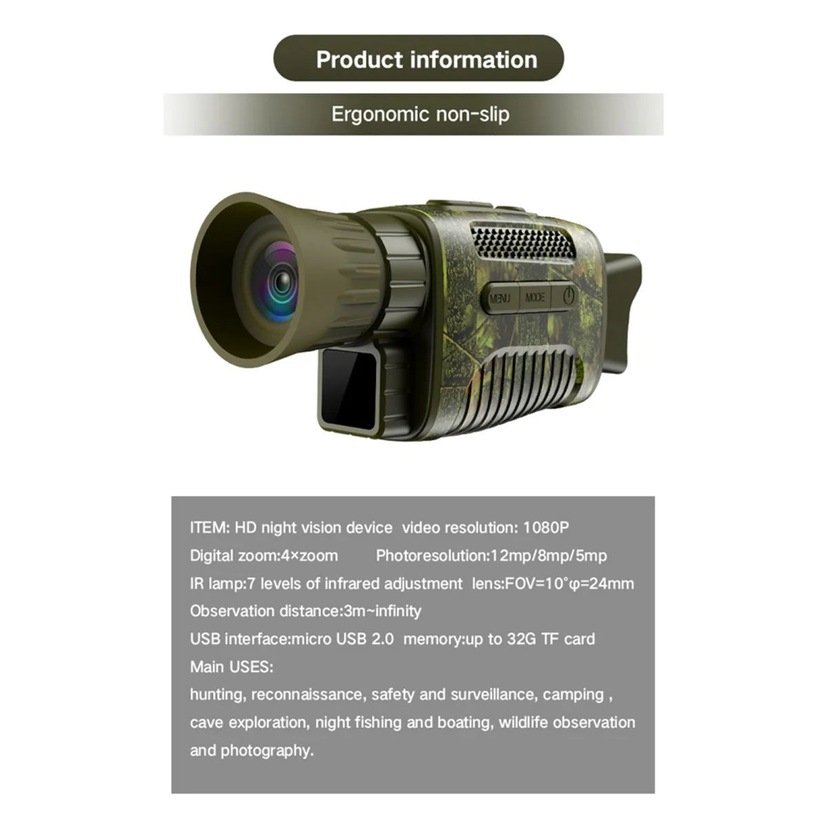 Night Vision Goggles,4K 984ft 7 Level Digital Night Vision Monocular for Dark,Rechargeable Travel Infrared Monoculars