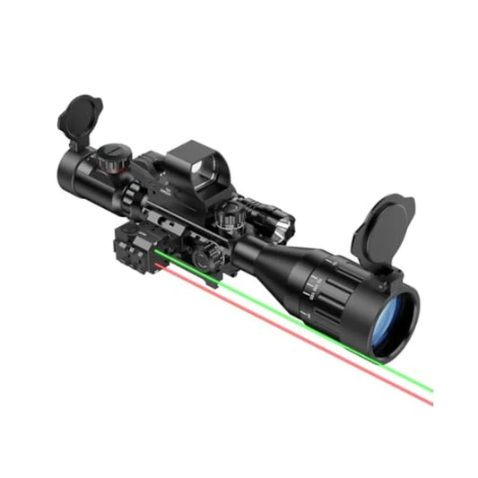 416x50 AO Scope Combo with Green Red Dual Laser Sight 5in1 Combo Featuring Dual Illuminated Optics Scope 4 Reticle Holographic
