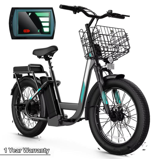 CAROMA Peak 560W Electric Scooter with Seat,20" Fat Tire E-Bike,Adult Scooter for Commuting with Basket&UL2272 1 Year Warranty