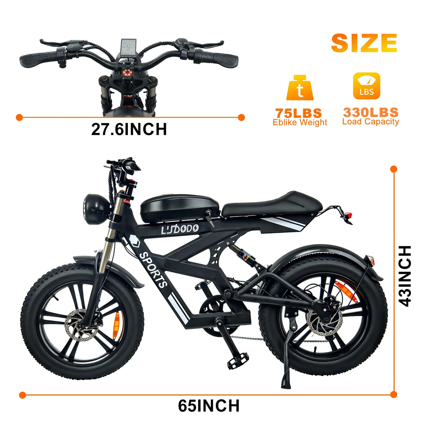 Electric Bicycle 1000W Peak Motor 35MPH Snow Electric Dirt Bike 75Miles Full Suspension 20''*4.0 Fat Tire Mountain E-bike
