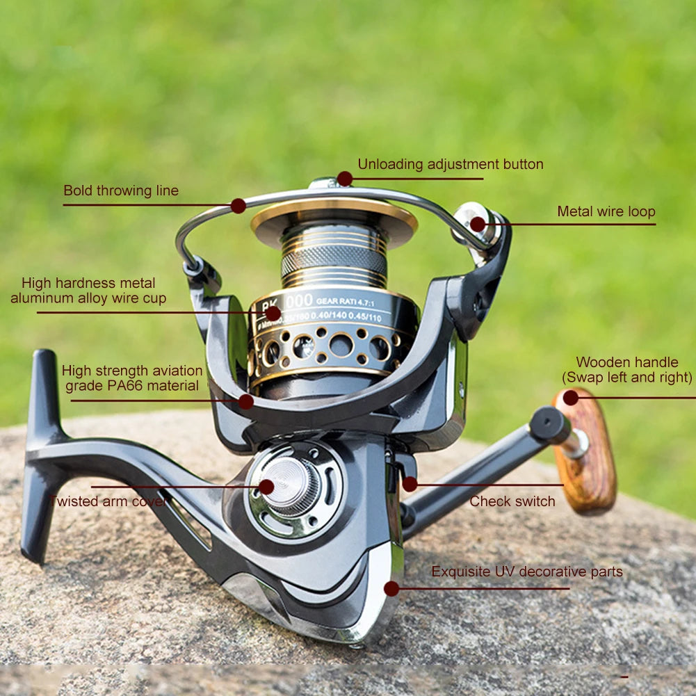 Spinning Reel Ultra Smooth Powerful Freshwater Fishing Reels 13 Bearings Long Cast Offshore Trolling Reel for Bass Pike Fishing