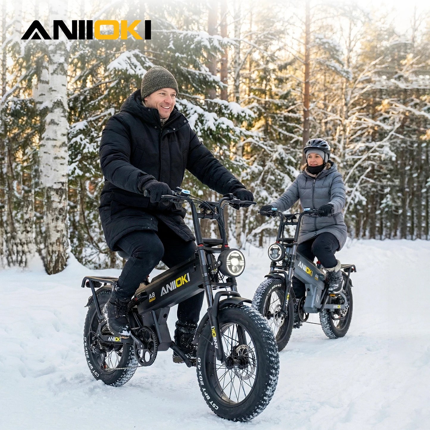 Electric Bike 48V 60AH 52V 70AH Battery 1600W 1900W Peak Motor ANIIOKI 32mph EBike 20"*4" Fat Tires  Adults Electric Bicycle