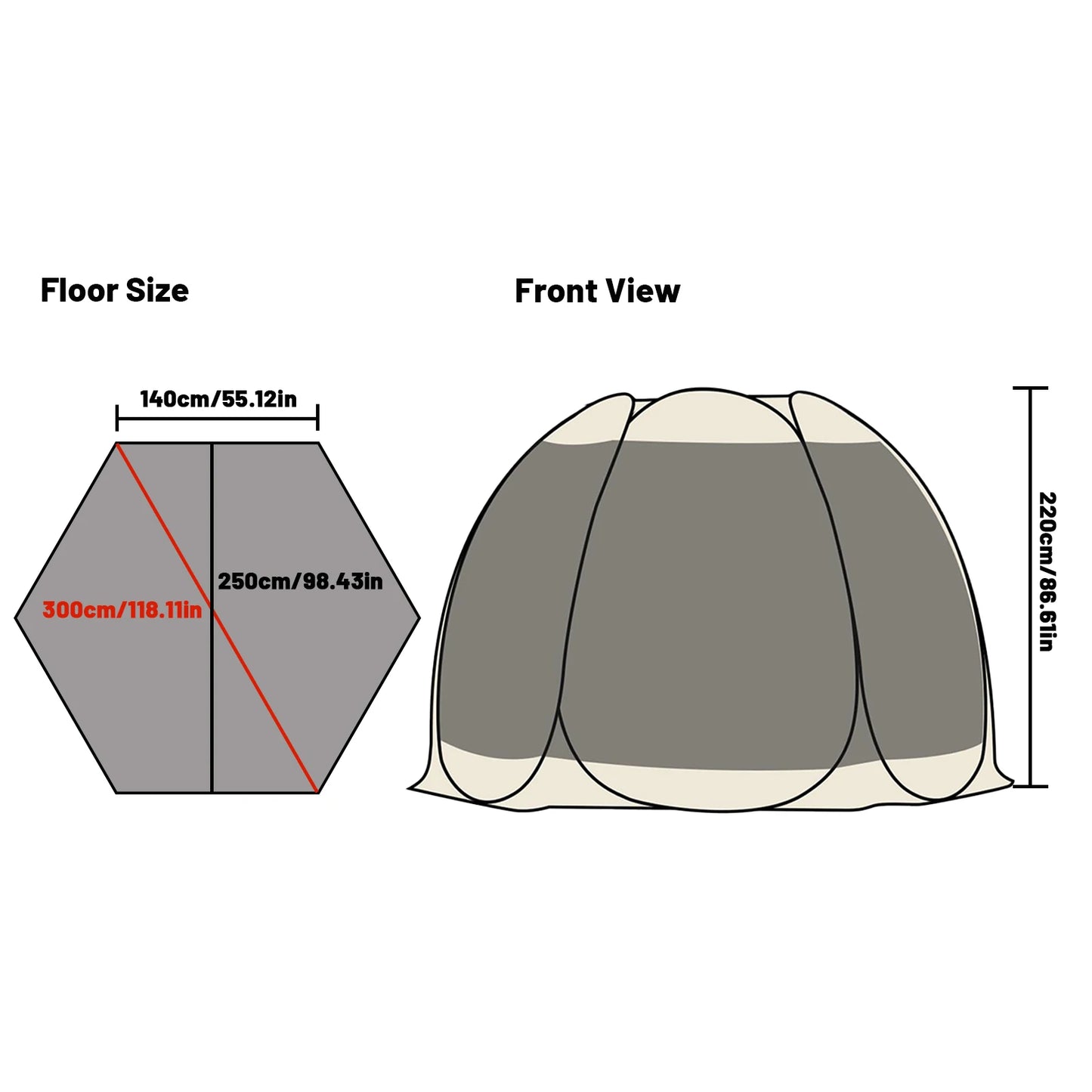 Pop Up Party Tent , 4-6 Person Pavilion, Screen Tent, 6-sided Pop-up Camping Canopy Tent With Mesh Window