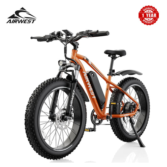 AIRWEST X26T Adult Electric Bike，Peak Power Motor 750W ，26"x4 Fat Tire，48V 13Ah Battery，25MPH，E-bike UL 2849, 1 Year Warranty