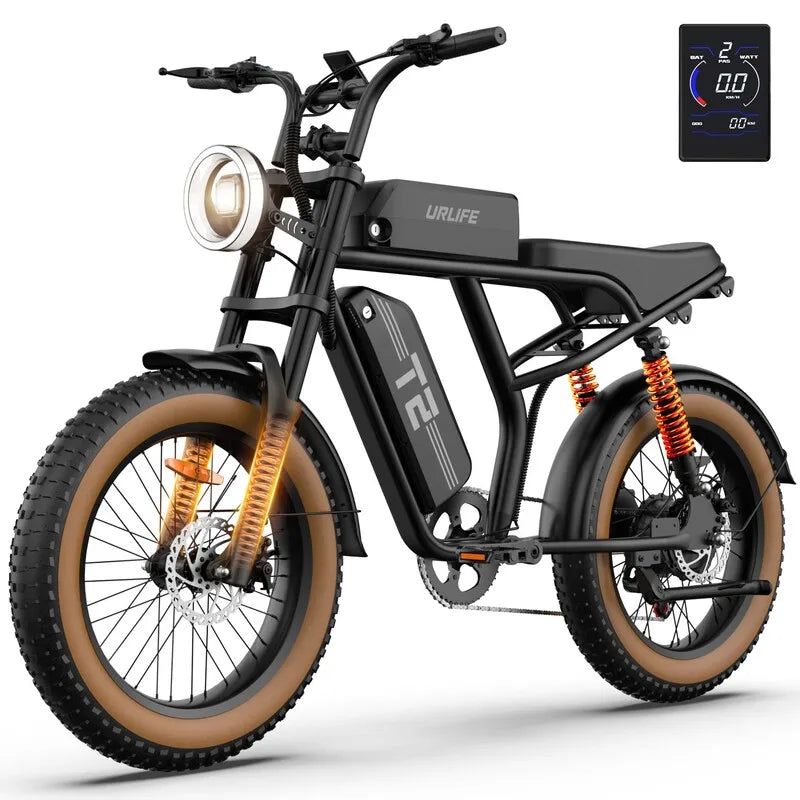 Peak 1500W Electric Mountain Bike with 48V 15.6Ah Removable Battery, 28MPH 100 Mile Range, 20" X 4" fat Tire E-bike
