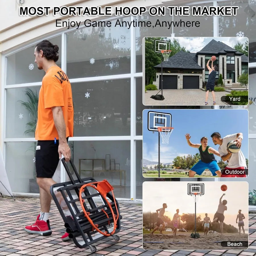 Portable Basketball Hoop Outdoor Basketball Goal Adjustable Basketball Hoops Outdoor Indoor 6.9 to 8.7 Ft Youth Basketball Hoop