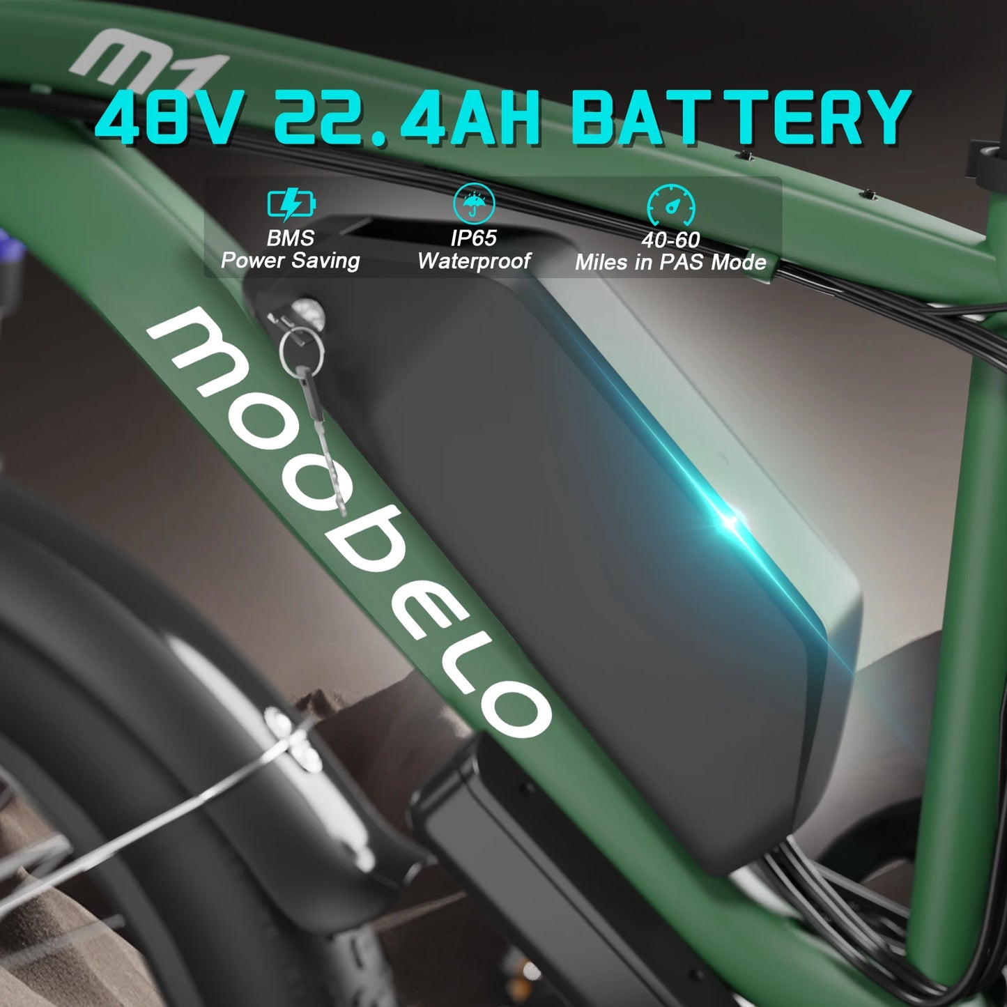 Moobelo M1 48V 2000W Dual Motor E-Bike 26" Fat Tires Front Suspension | CE Certified Ideal for US Snow/Beach/Urban Riding EBike
