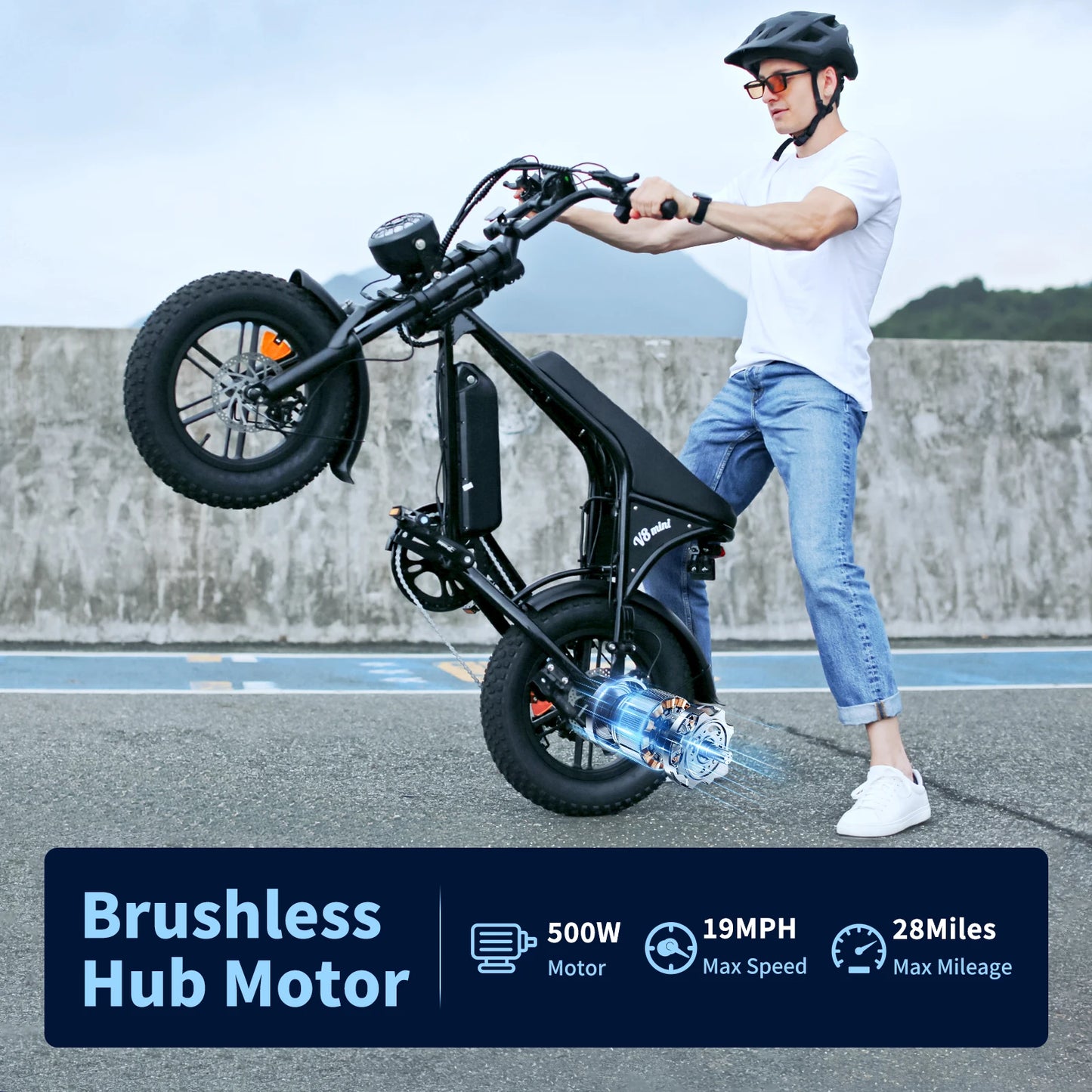 16-inch Small Fat Tire Electric Bicycle for Adults&Teens 500W 36V 10.4Ah Commuter/Mountain Ebike with 7-Speed Dual-disc Brakes