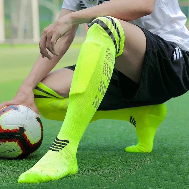 · Free returns  within 90 days, no questions asked Adult Youth KidsTowel Bottom Nylon Soccer Socks Breathable Knee High Training