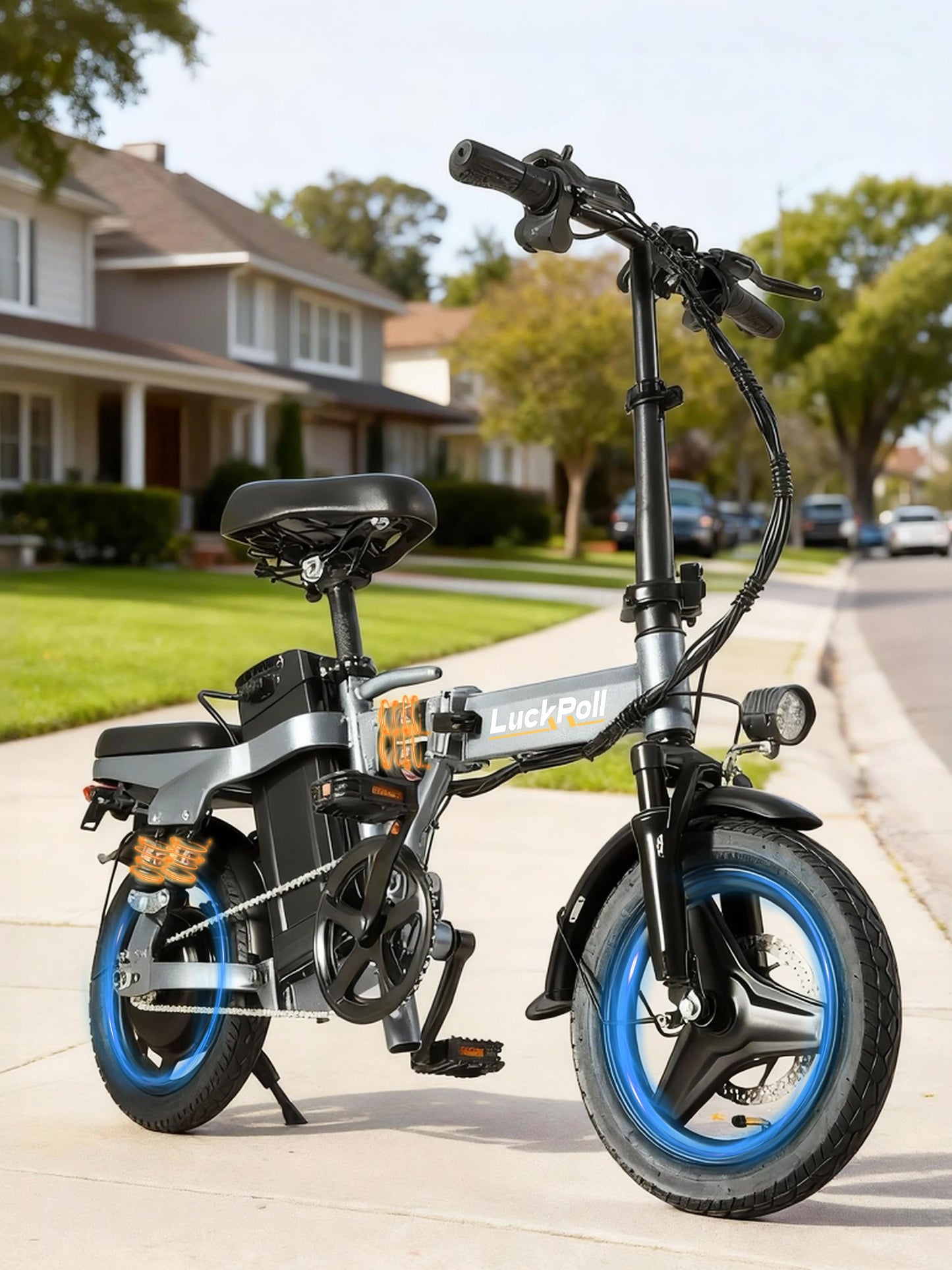 Classic Foldable Ebike 2000W/1000W, 40/28MPH, 52V 25Ah, 48V 15Ah, 60-80 Miles Range 14" Commuter Adult Electric Bicycle