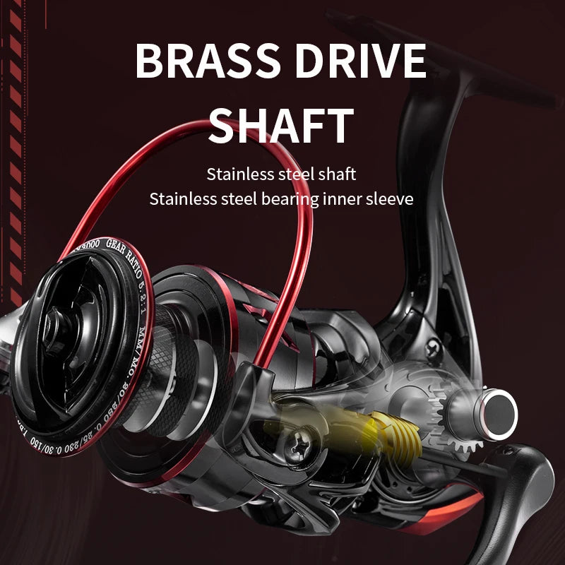 CR Sea Fishing Wheel Fishing Reel Spinning Reel 5.2:1 Black Red 10kg