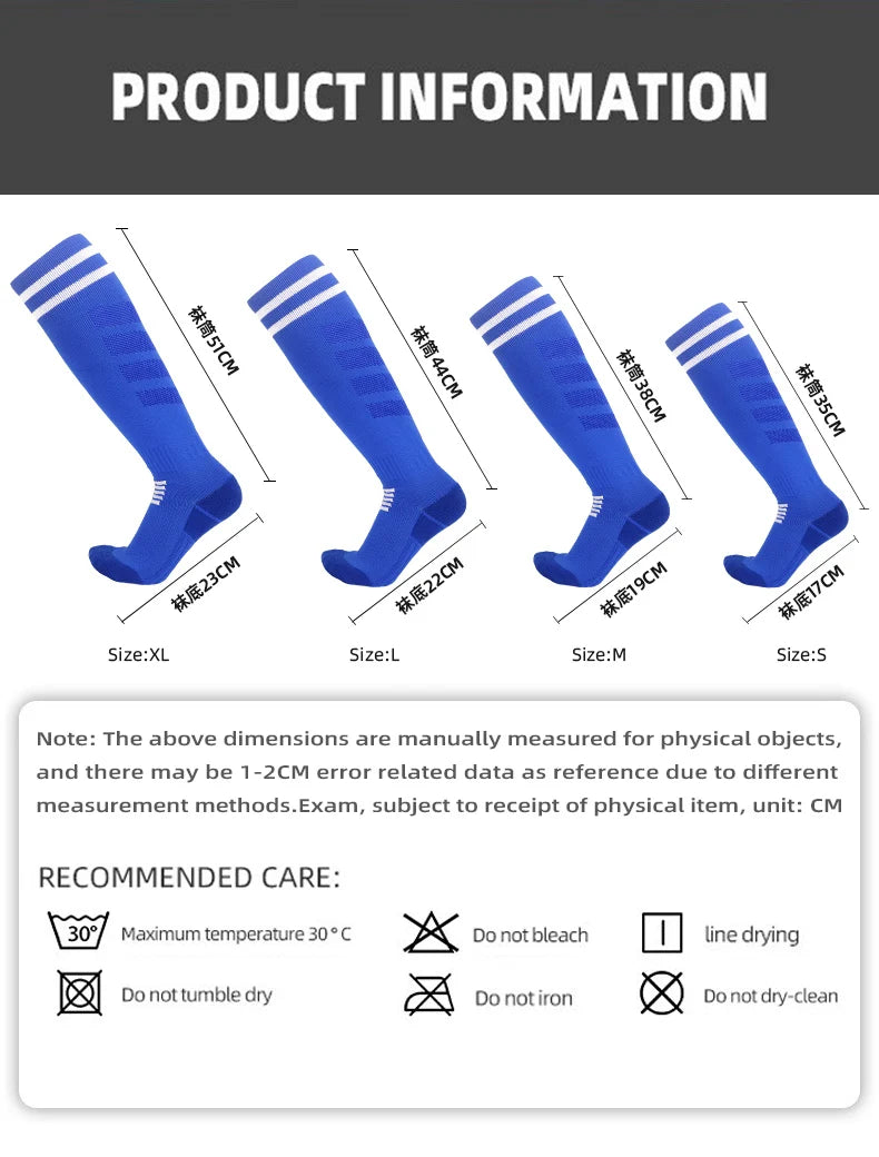 · Free returns  within 90 days, no questions asked Adult Youth KidsTowel Bottom Nylon Soccer Socks Breathable Knee High Training