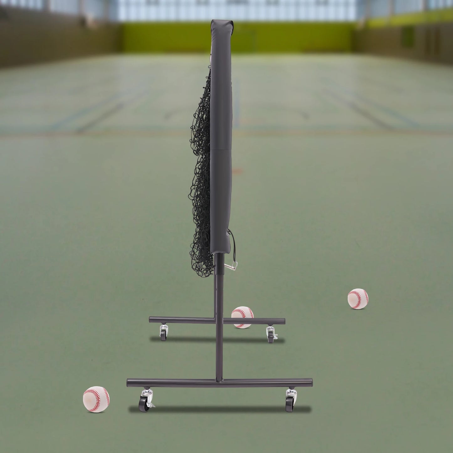 9 Hole Baseball Training Equipment Hitting Pitching Practice Net Adjustable Baseball Trainer Aid with 360° Swivel Caster