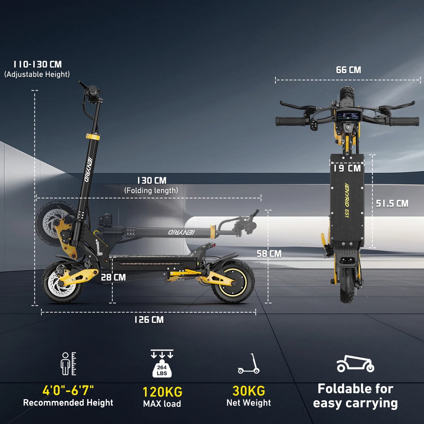 Electric Scooter Foldable 2400W Dual Motor 48V20.8Ah Lithium Battery E-Scooter Scooters 10-inch Tires Adult City E-Scooter