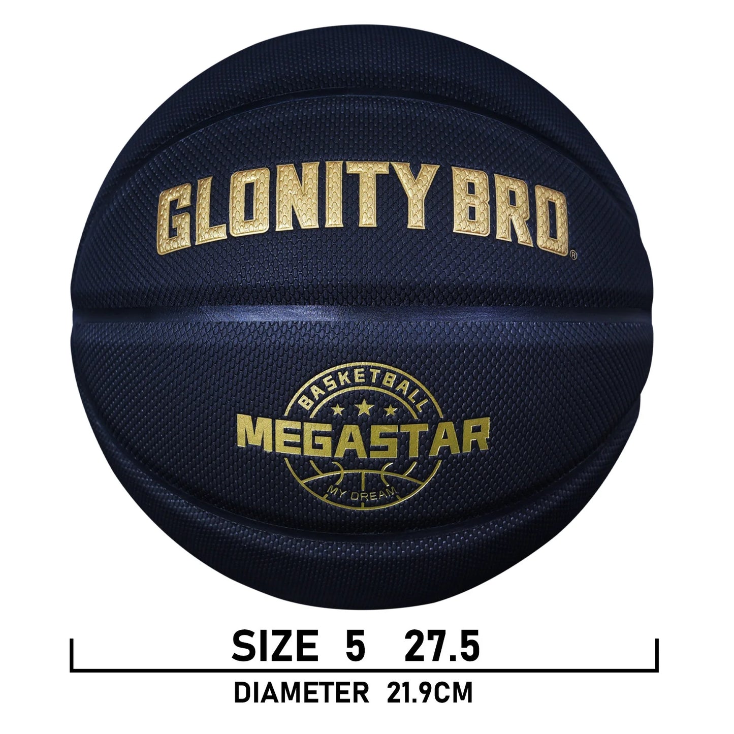 Size 7-29.5” Training Basketball In&Outdoor Black-Gold Composite Leather Team Ball Official Size 6&5 Street Basketball(Deflated)