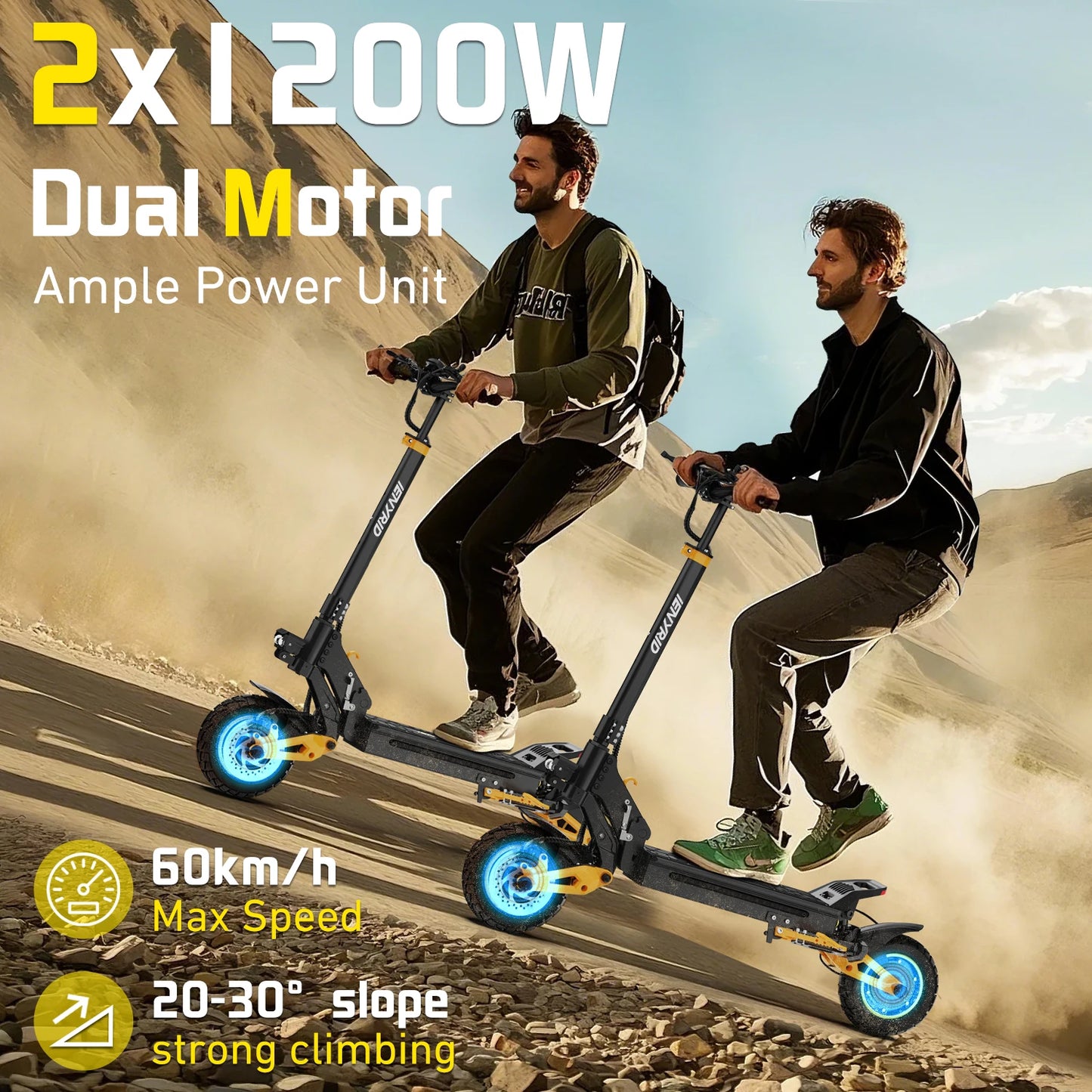 Electric Scooter Foldable 2400W Dual Motor 48V20.8Ah Lithium Battery E-Scooter Scooters 10-inch Tires Adult City E-Scooter