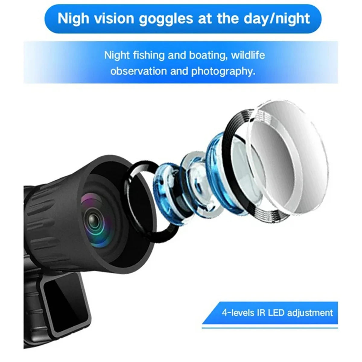 Night Vision Goggles,4K 984ft 7 Level Digital Night Vision Monocular for Dark,Rechargeable Travel Infrared Monoculars
