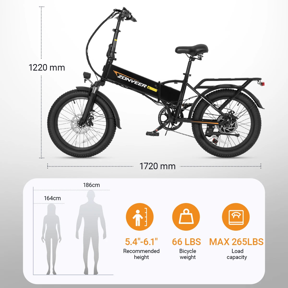 【1 Year Warranty】A20 Electric Bicycle 1200W Peak Motor 48V10.4AH Lithium Battery Electric Bike 20*3.0 Inch Fat Tire E-bike UL284