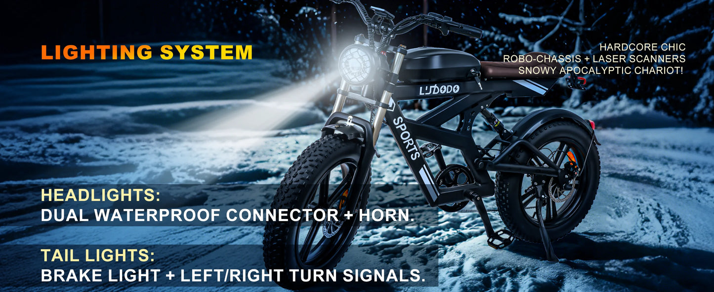 Electric Bicycle 1000W Peak Motor 35MPH Snow Electric Dirt Bike 75Miles Full Suspension 20''*4.0 Fat Tire Mountain E-bike