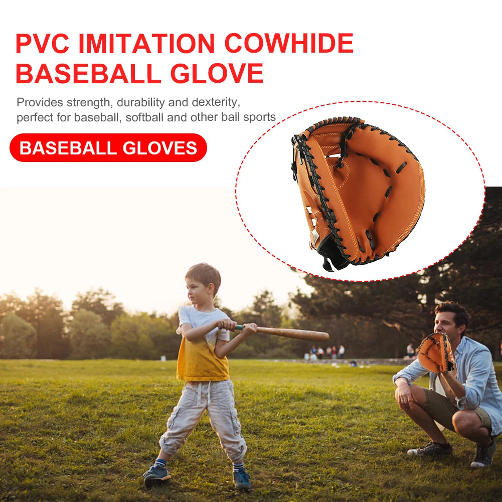 Baseball Glove PU Leather Baseball Mitt Wear-resistant Baseball Fielding Glove Beginner Play Training for Youth Adults Practice