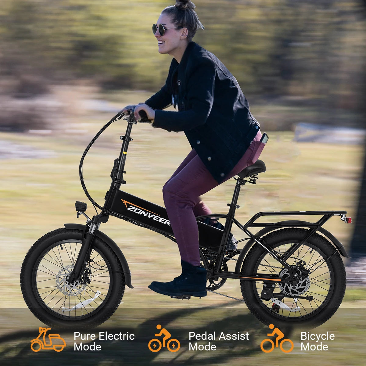 【1 Year Warranty】A20 Electric Bicycle 1200W Peak Motor 48V10.4AH Lithium Battery Electric Bike 20*3.0 Inch Fat Tire E-bike UL284