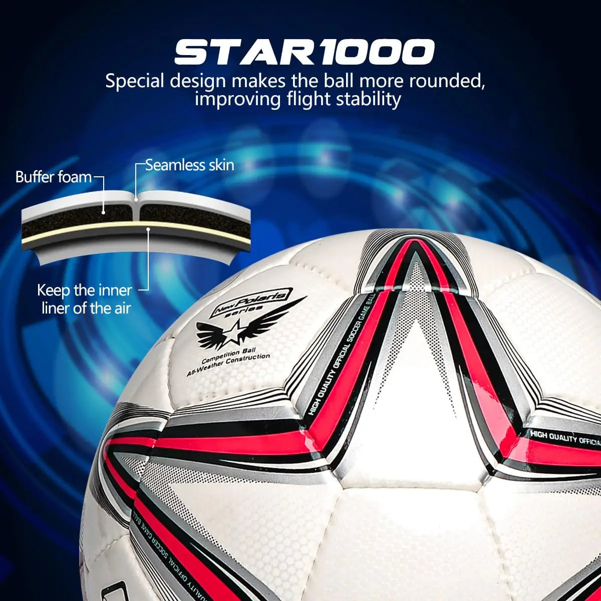 Soft PU Leather Soccer Ball Size 5 Indoor Outdoor Team Sports Training Practicing Game Match Soccer Ball Gift for Adult Youth