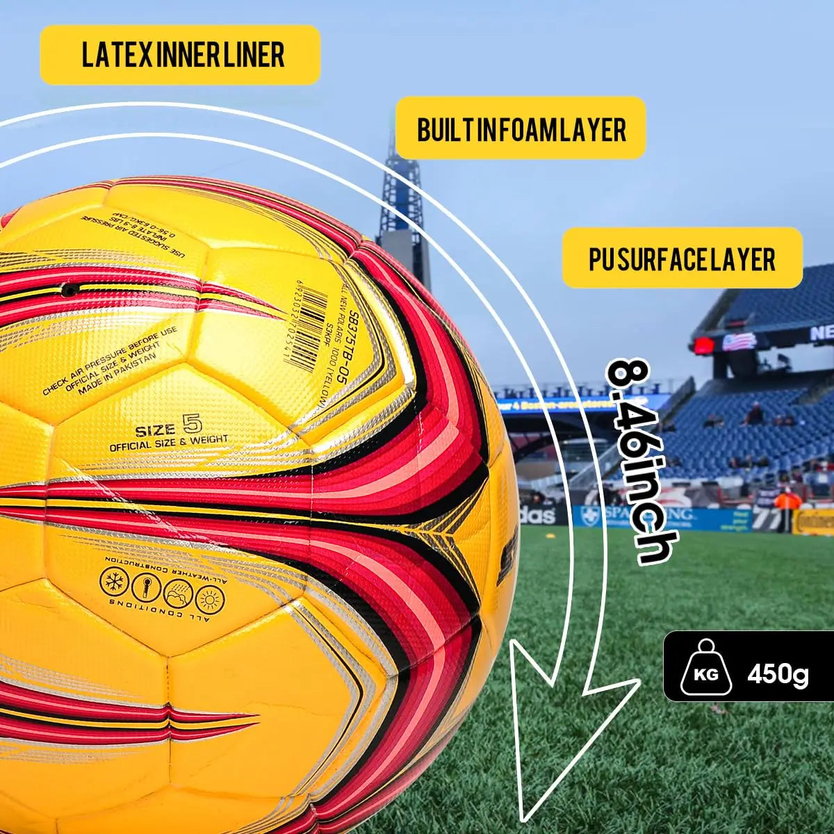 Soft PU Leather Soccer Ball Size 5 Indoor Outdoor Team Sports Training Practicing Game Match Soccer Ball Gift for Adult Youth