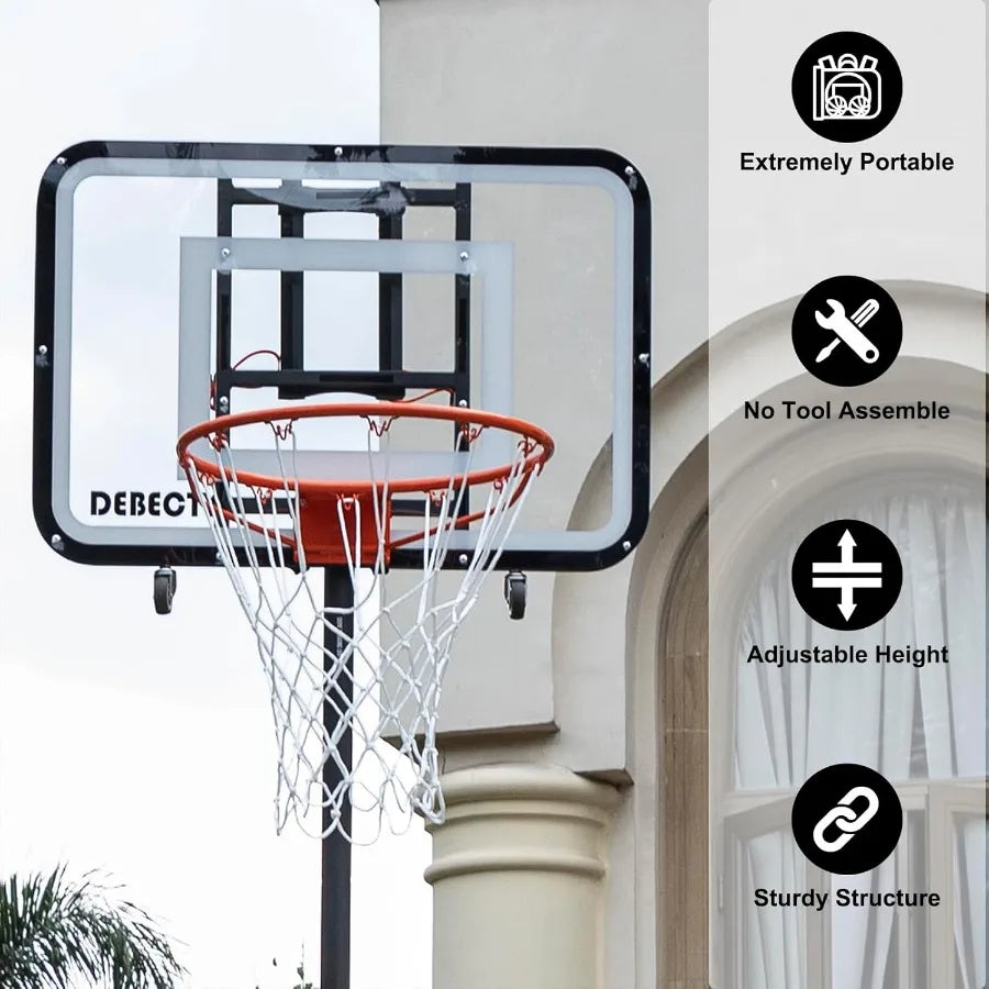Portable Basketball Hoop Outdoor Basketball Goal Adjustable Basketball Hoops Outdoor Indoor 6.9 to 8.7 Ft Youth Basketball Hoop