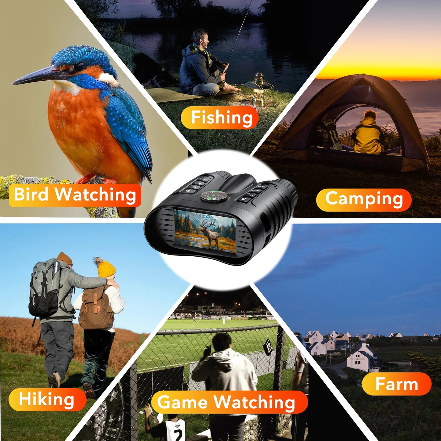4K Night Vision Binoculars 8X Digital Zoom With Tactical Light 4500mAh Infrared Vision Night Goggle For Hunting Camping Boating