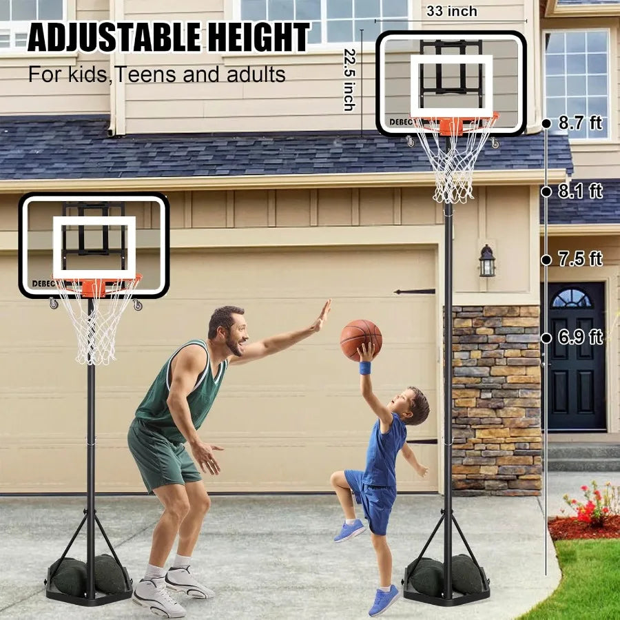 Portable Basketball Hoop Outdoor Basketball Goal Adjustable Basketball Hoops Outdoor Indoor 6.9 to 8.7 Ft Youth Basketball Hoop