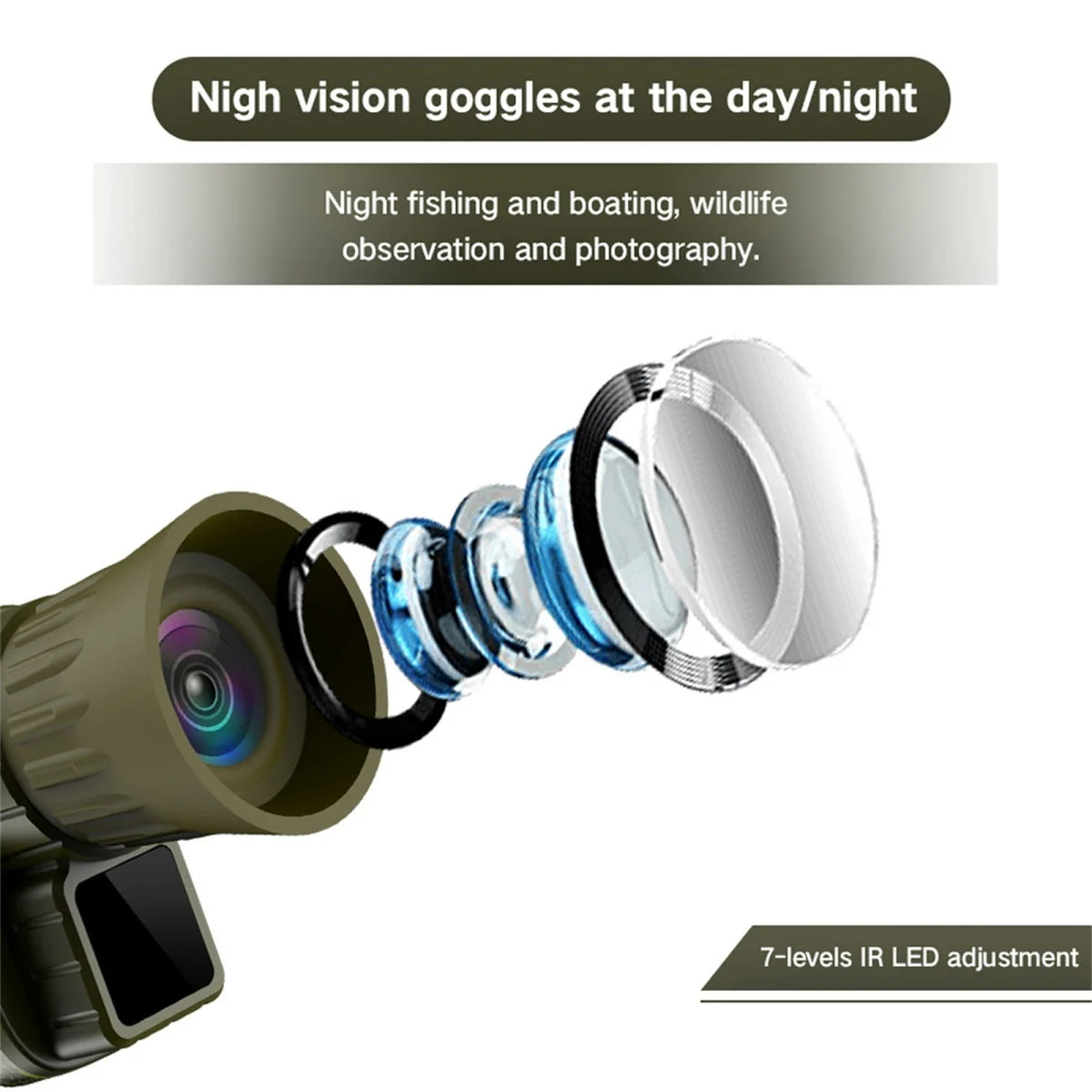 Night Vision Goggles,4K 984ft 7 Level Digital Night Vision Monocular for Dark,Rechargeable Travel Infrared Monoculars
