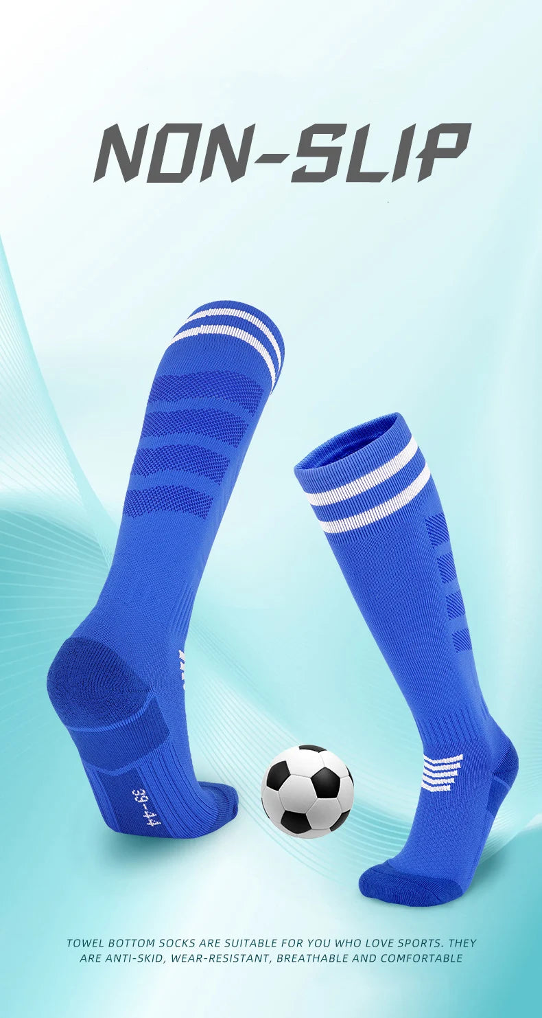 · Free returns  within 90 days, no questions asked Adult Youth KidsTowel Bottom Nylon Soccer Socks Breathable Knee High Training