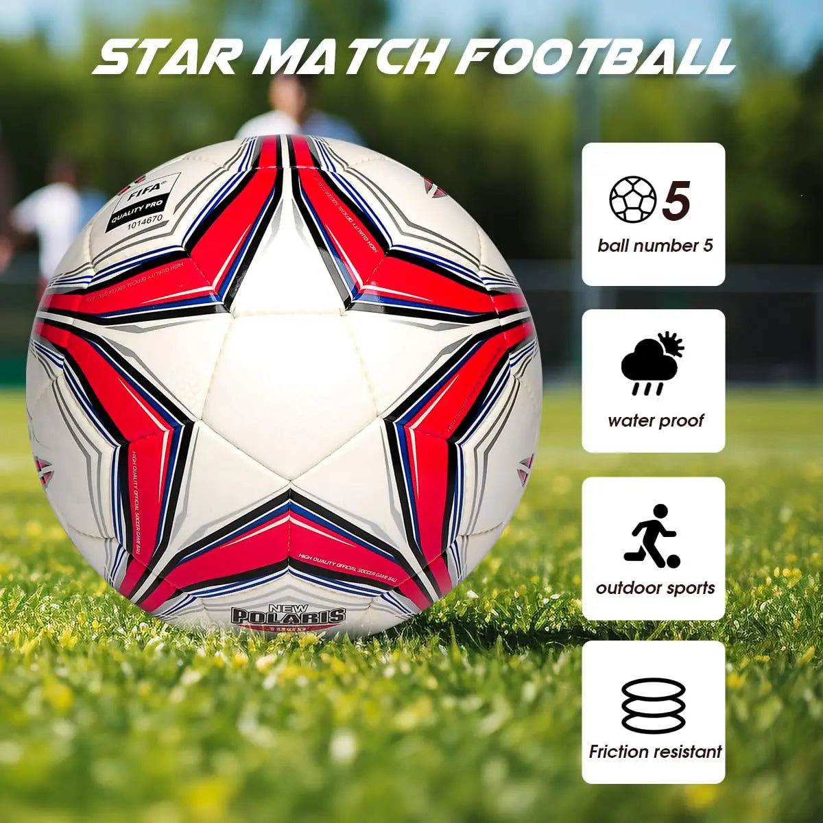 Soft PU Leather Soccer Ball Size 5 Indoor Outdoor Team Sports Training Practicing Game Match Soccer Ball Gift for Adult Youth