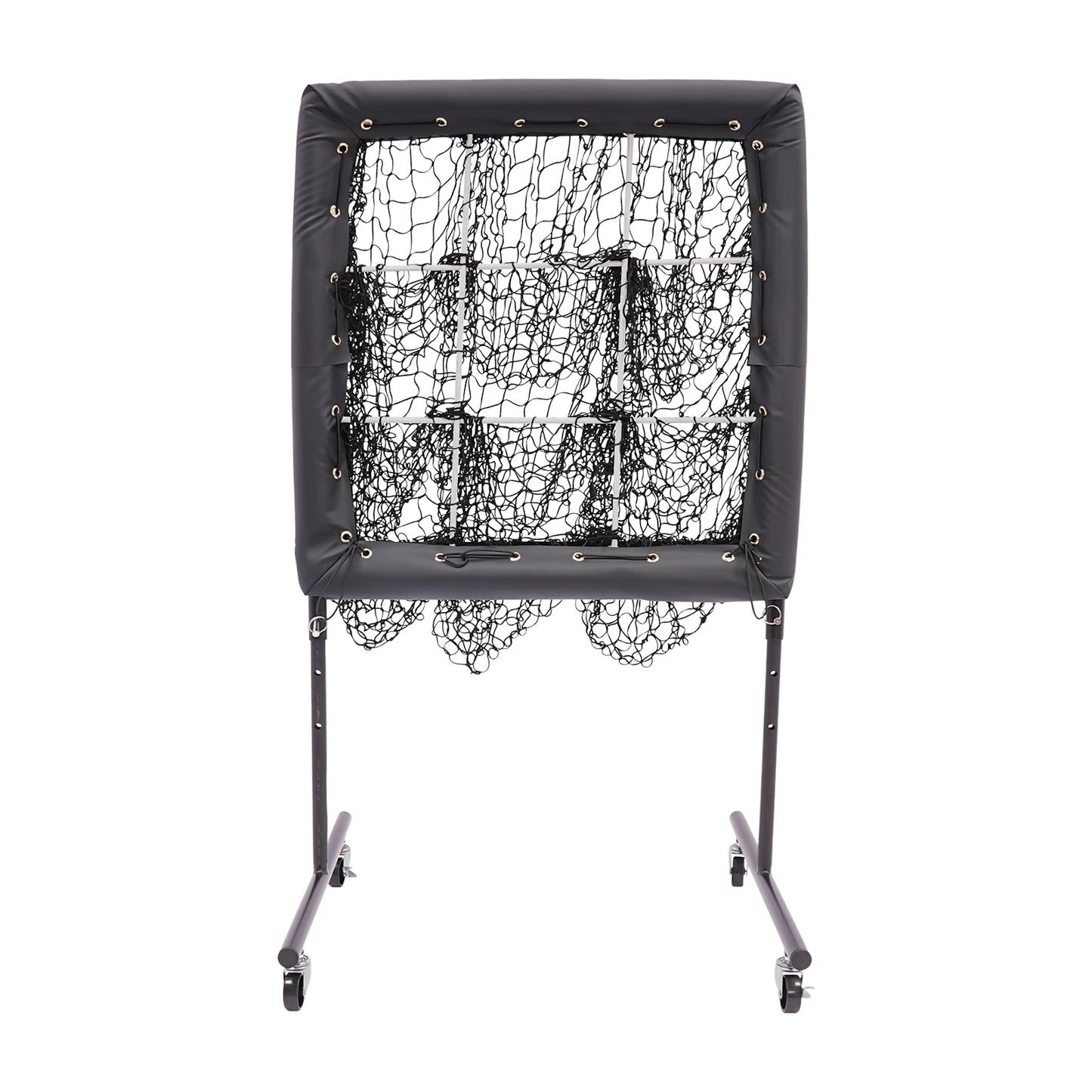 9 Hole Baseball Training Equipment Hitting Pitching Practice Net Adjustable Baseball Trainer Aid with 360° Swivel Caster