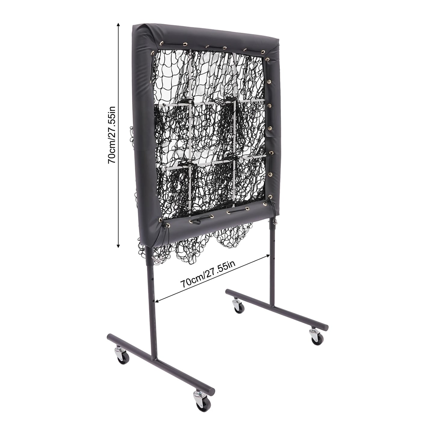 9 Hole Baseball Training Equipment Hitting Pitching Practice Net Adjustable Baseball Trainer Aid with 360° Swivel Caster