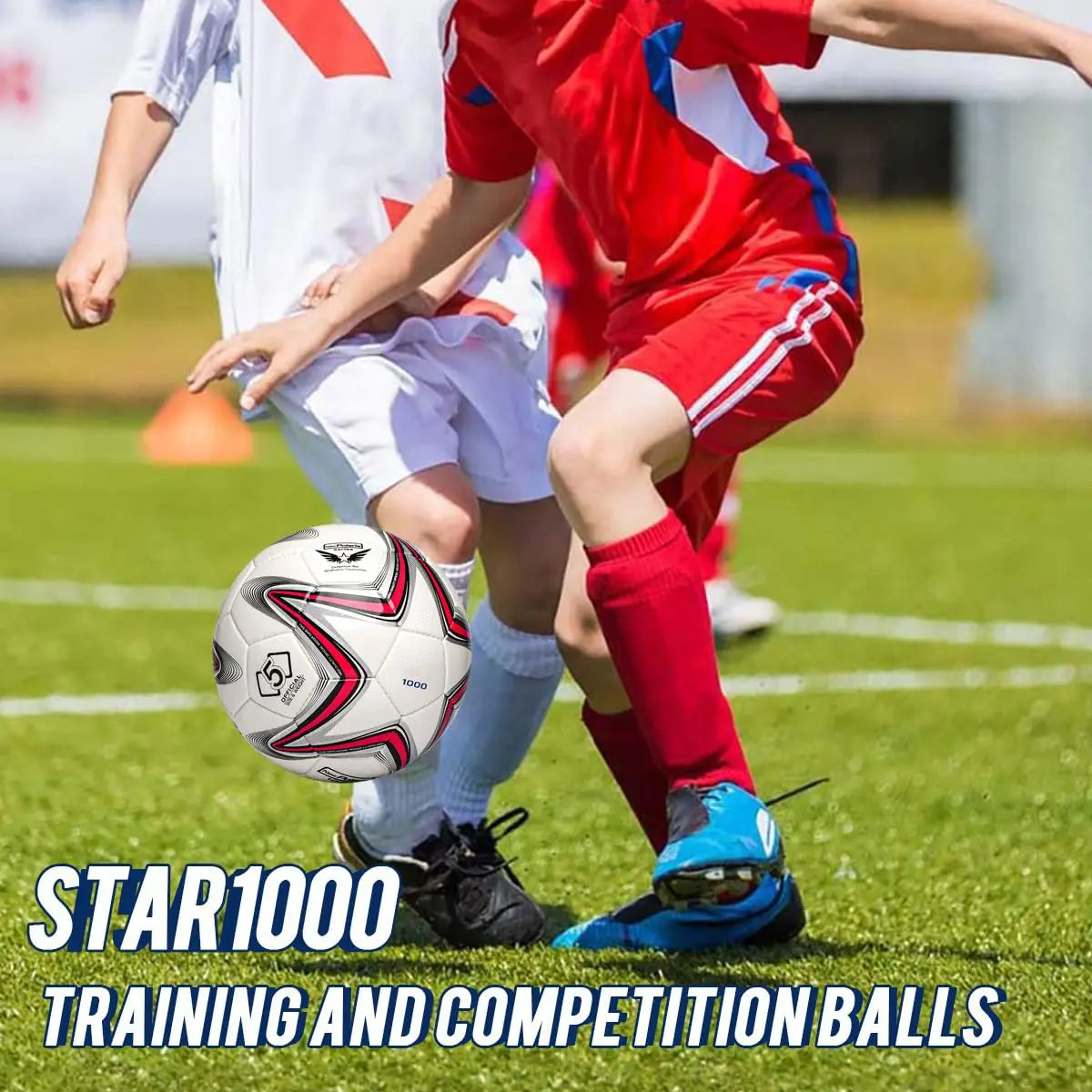 Soft PU Leather Soccer Ball Size 5 Indoor Outdoor Team Sports Training Practicing Game Match Soccer Ball Gift for Adult Youth