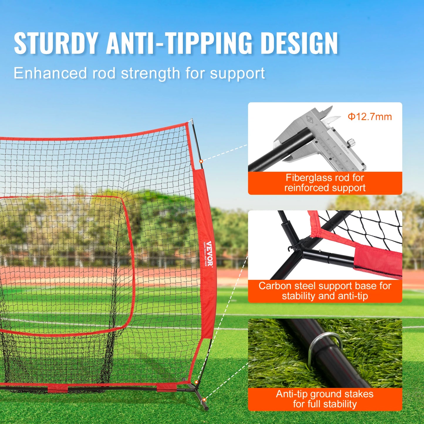 SucceBuy 7x7 ft Baseball Softball Practice Net, Portable Baseball Training Net for Hitting Batting Catching Pitching